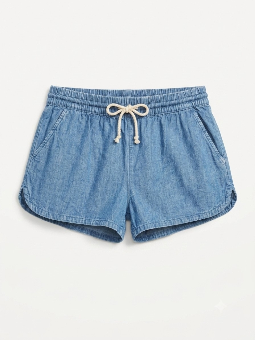 Aerie  Chambray Drawstring Shorts Blue Pull-On Elastic Waist Casual Summer Short